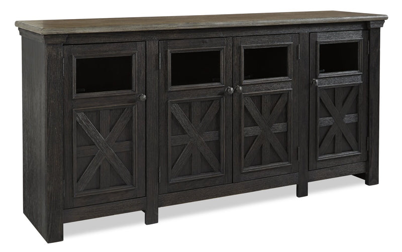 Tyler Creek 74\" Traditional TV Stand with Storage and Cable Management for TVs up to 85\"- Black Grey