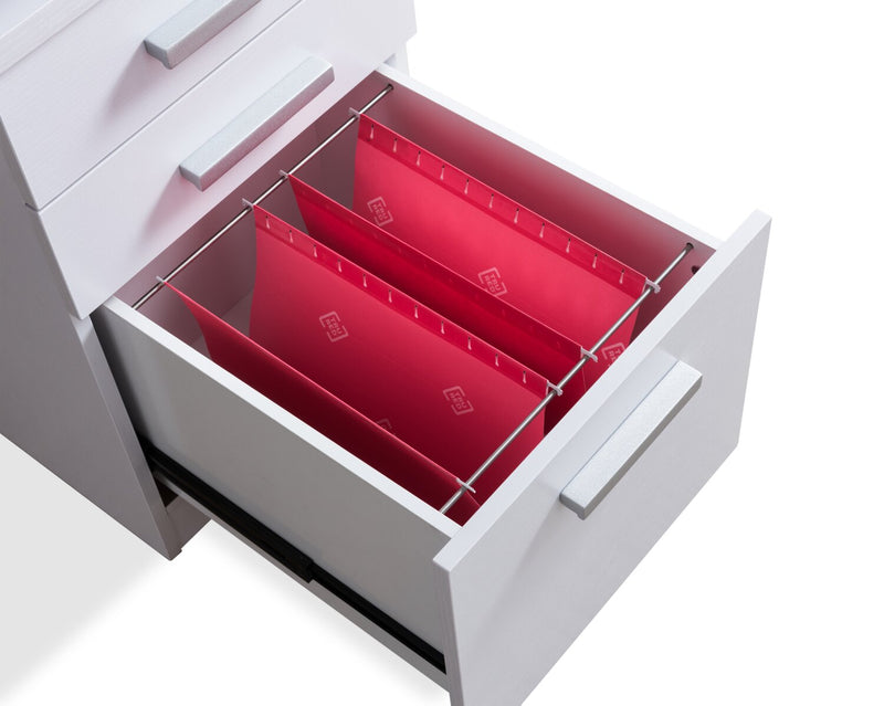 Oscar 47\" Reversible Office Desk with 3-Drawers - White