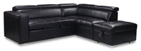 Drake 3-Piece Right-Facing Leather-Look Fabric Sleeper Sectional with Storage Ottoman - Black 
