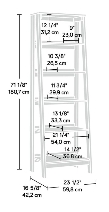 Kyree 23.54\" 5-Shelf Ladder Style Bookcase - Vintage Oak 