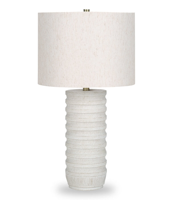28\" Cream Textured Resin Table Lamp with Ivory Shade