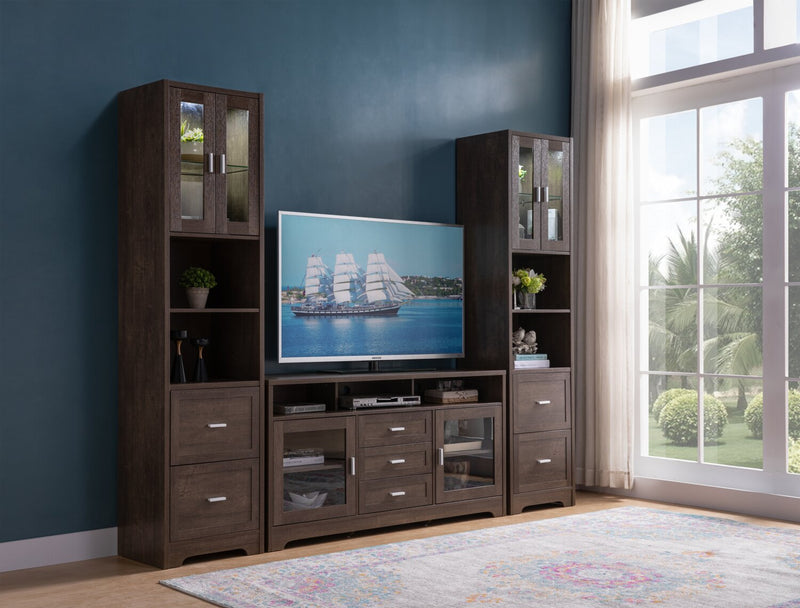 Melody 100\" 3-Piece Entertainment Centre with Storage and Cable Management for TVs up to 65\"- Brown