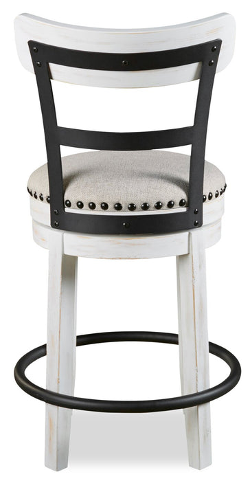 Otis Counter-Height Stool with Swivel Seat, Vegan Leather Fabric, Metal - White
