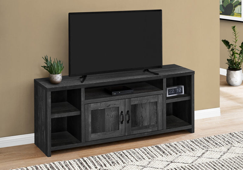 Leland 60\" TV Stand with Storage and Cable Management for TVs up to 65\"- Black