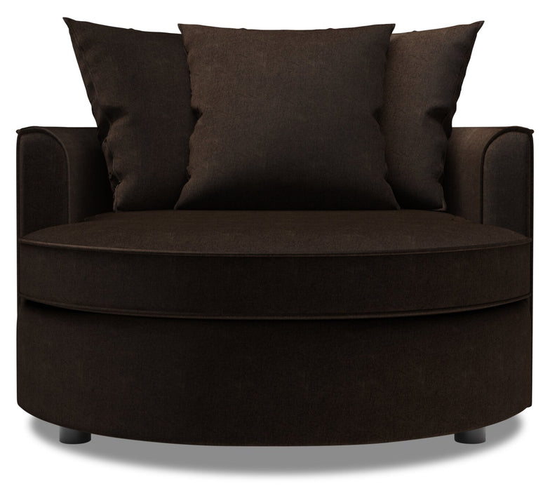 Made in Canada Sofa Lab Customizable Cuddler 48\" Chenille Fabric Accent Chair - Luxury Chocolate Brown