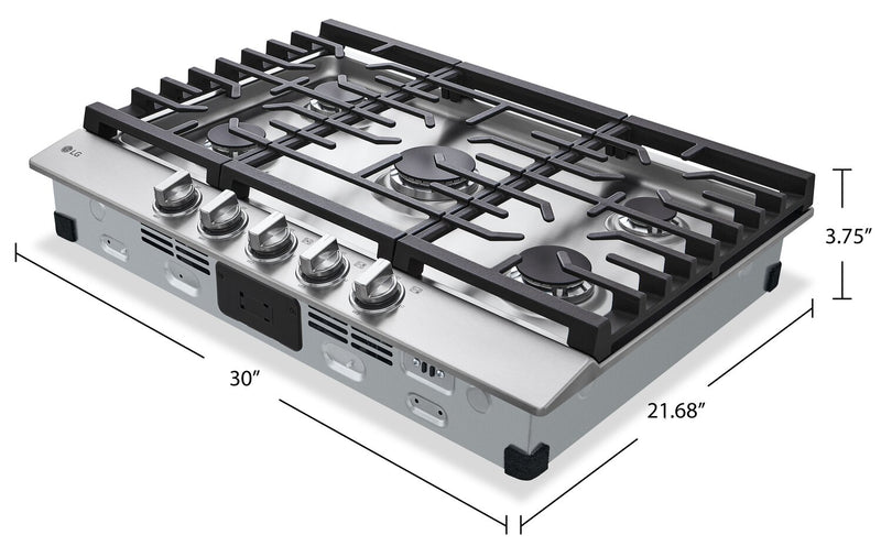 LG 30\" 5-Element Gas Cooktop - Smudge Proof Stainless Steel - CBGJ3023S