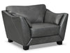 Chateau d'Ax Lusso 92\" 100% Genuine Leather Chair with Wood Legs - Charcoal Grey