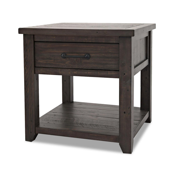 Morgan 24\" Rustic End Table with Storage and Shelf - Dark Brown with Reclaimed Wood