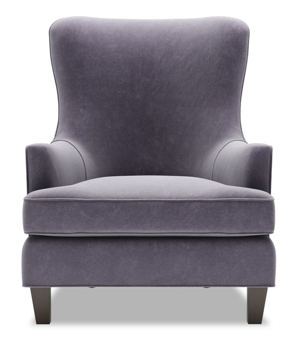 Made in Canada Sofa Lab Customizable Wingback 32\" Velvet Fabric Accent Chair - Granite Grey