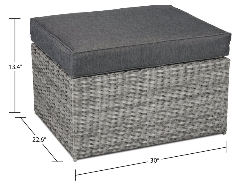 Cuba Canopy Outdoor Patio Conversation Set with Canopy Sofa, Ottoman & 2 Self-Storing Ottomans - Hand-Woven Resin Wicker, UV & Weather Resistant - Charcoal