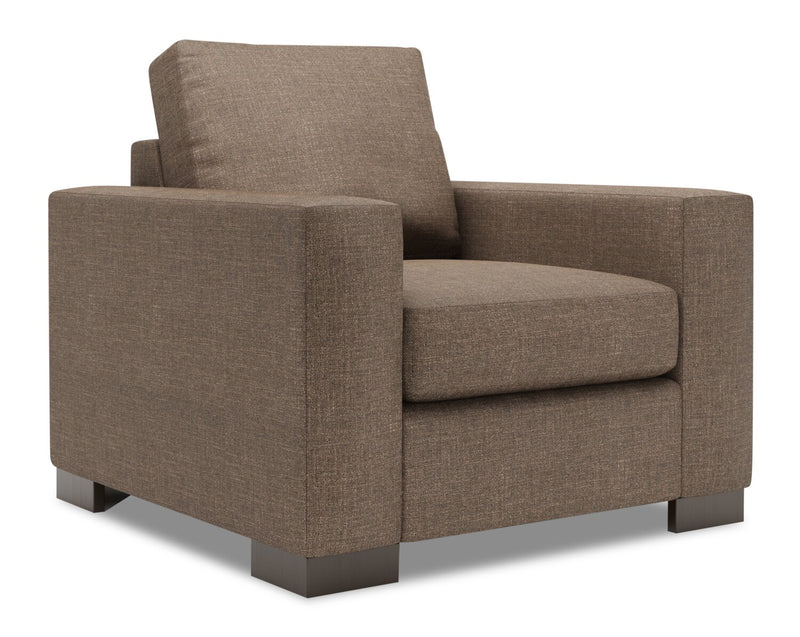 Made in Canada Sofa Lab Customizable Track 38\" Linen-Look Fabric Chair with Track Arms - Luna Praline Brown