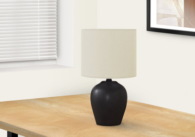 17\" Black Ceramic Drum Shade Table Lamp