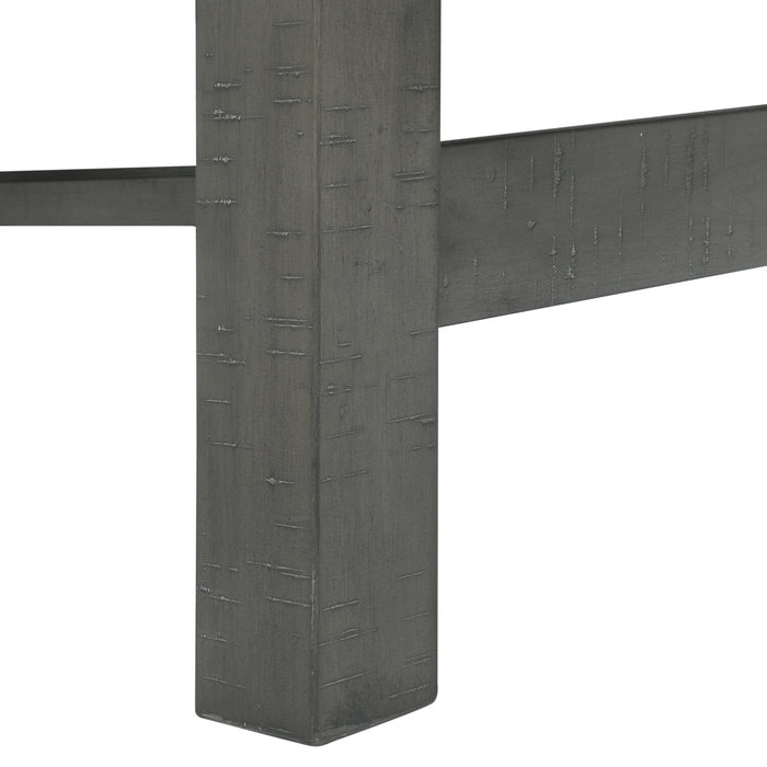 Alto Dining Table with 65-83\"W Extension, Trestle Base - Grey