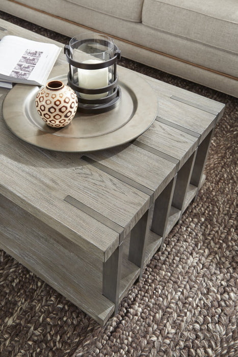 Eldridge 48\" Modern Coffee Table with Shelf - Weathered Grey with Metal and Wood