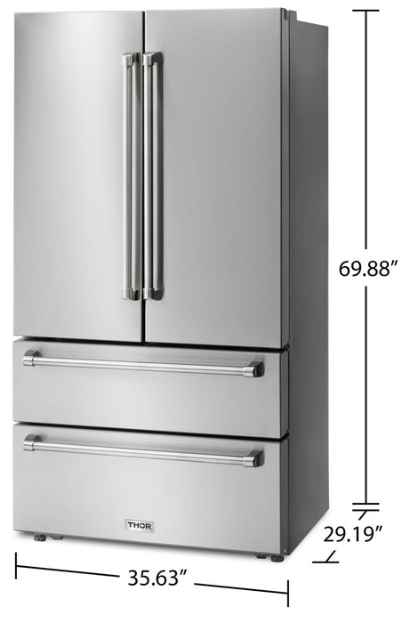Thor 36\" 22.5 Cu. Ft. French-Door Refrigerator - Stainless Steel - TRF3602