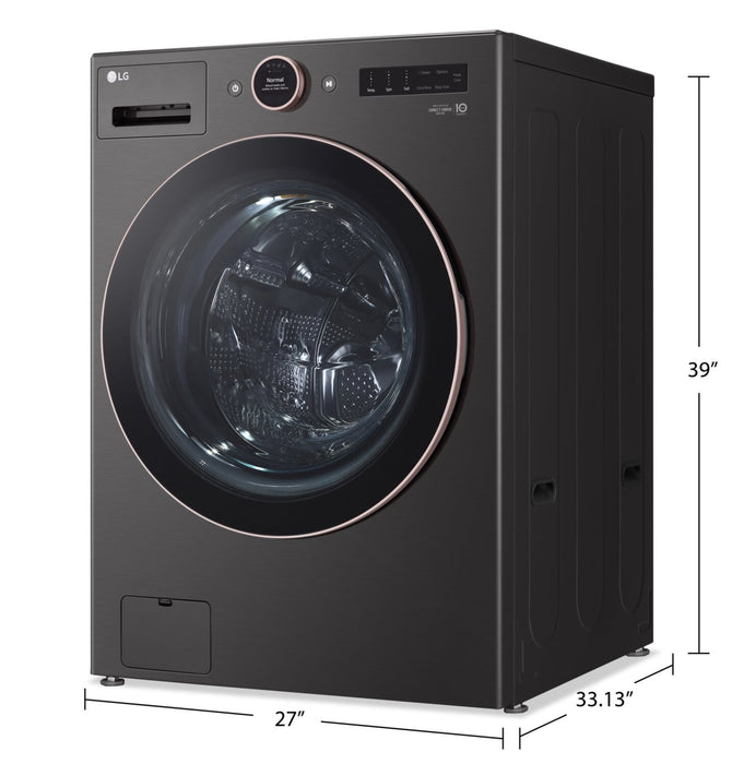 LG 5.8 Cu. Ft. Smart Front-Load High-Efficiency Steam Washer - Black Steel - Stackable - WM6500HBA