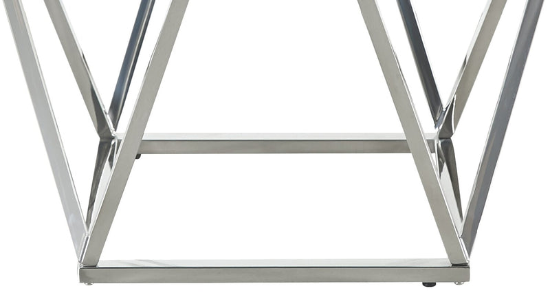 Amanda 21.5\" Modern Square End Table - White Marble Top with Chrome Metal Base