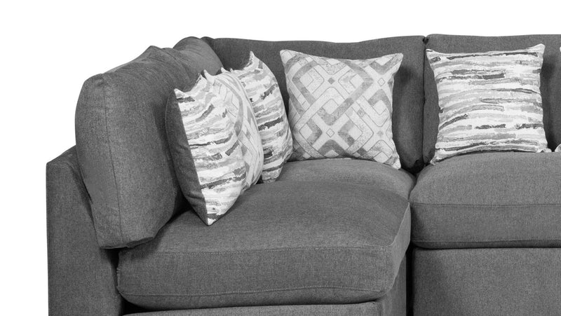 Scott Living Evolve Modular 4-Piece Linen-Look Fabric Sectional with Feather Down Cushions - Charcoal Grey