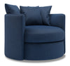 Made in Canada Sofa Lab Customizable Nest 41\" Linen-Look Fabric Swivel Accent Chair - Pax Navy Blue