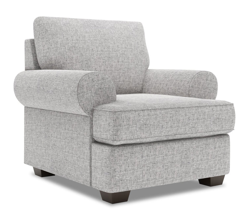 Made in Canada Sofa Lab Customizable Roll 42\" Linen-Look Fabric Chair with Rolled Arms - Luna Domino Grey