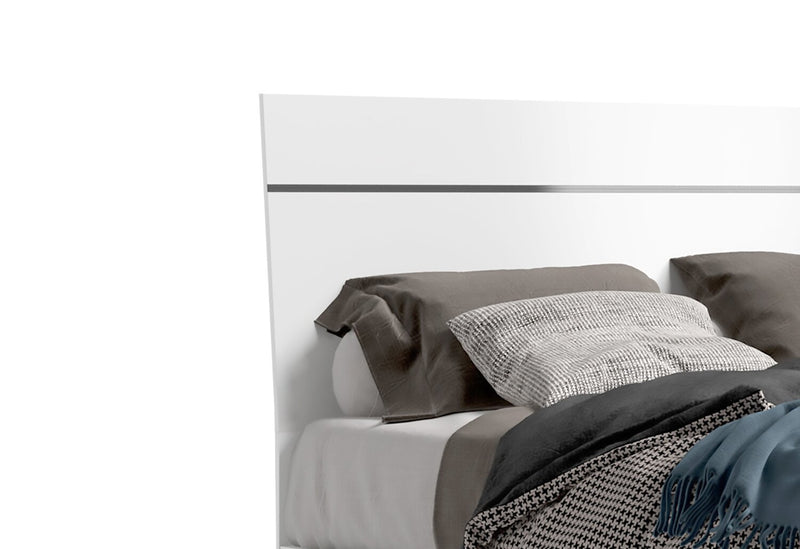 Gino 6pc Bedroom Set with Panel Bed, Dresser, Mirror & Nightstand - Made in Italy, Modern, White - Queen Size