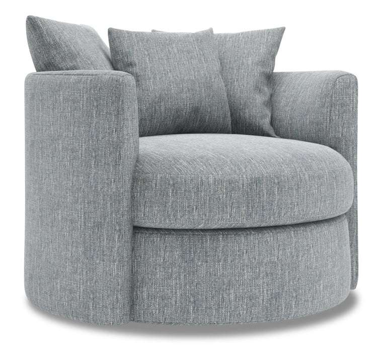 Made in Canada Sofa Lab Customizable Nest 41\" Linen-Look Fabric Swivel Accent Chair - Luna Pewter Grey