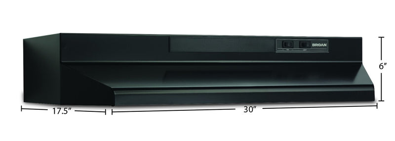 Broan BU2-Series 30\" Under-Cabinet Range Hood - BU230BL