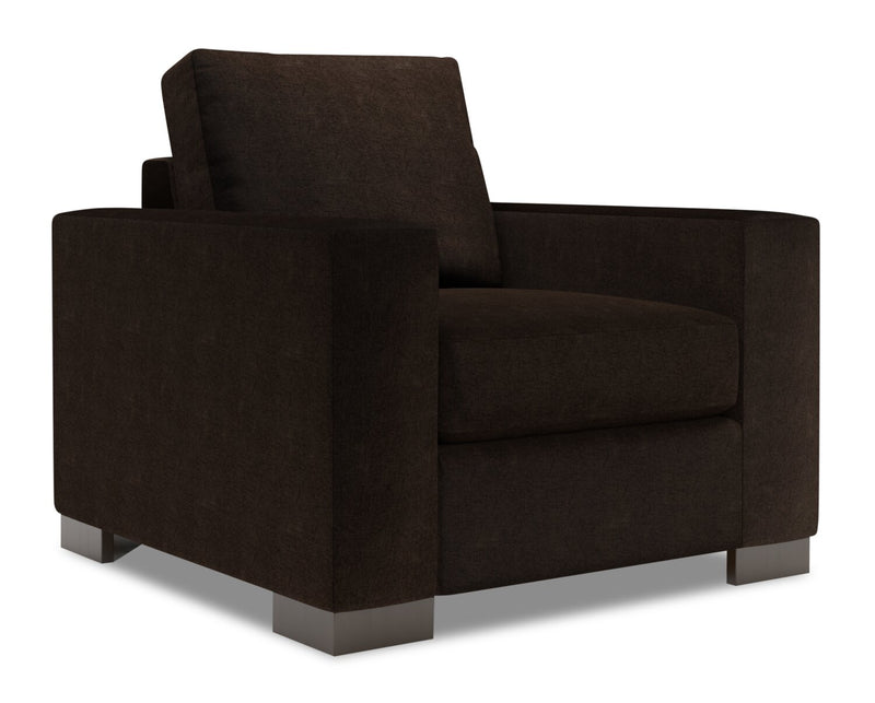 Made in Canada Sofa Lab Customizable Track 38\" Chenille Fabric Chair - Luxury Chocolate Brown