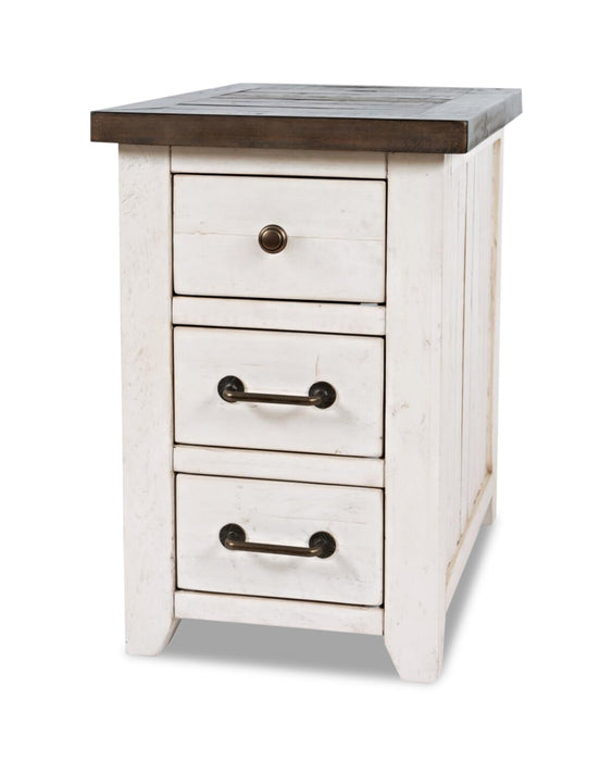 Morgan 16\" Rustic Powered Chairside Table with Storage - White with Reclaimed Wood