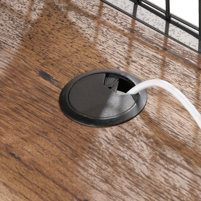 Tayla 60.67\" L-Shaped Office Desk with 2-Drawers & Cabinet - Vintage Oak & Black