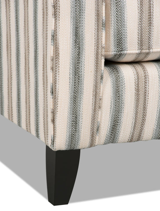 Made in Canada Wynn 36\" Linen-Look Fabric Accent Chair with Rolled Arms and Wood Legs - Stripe Multicolour