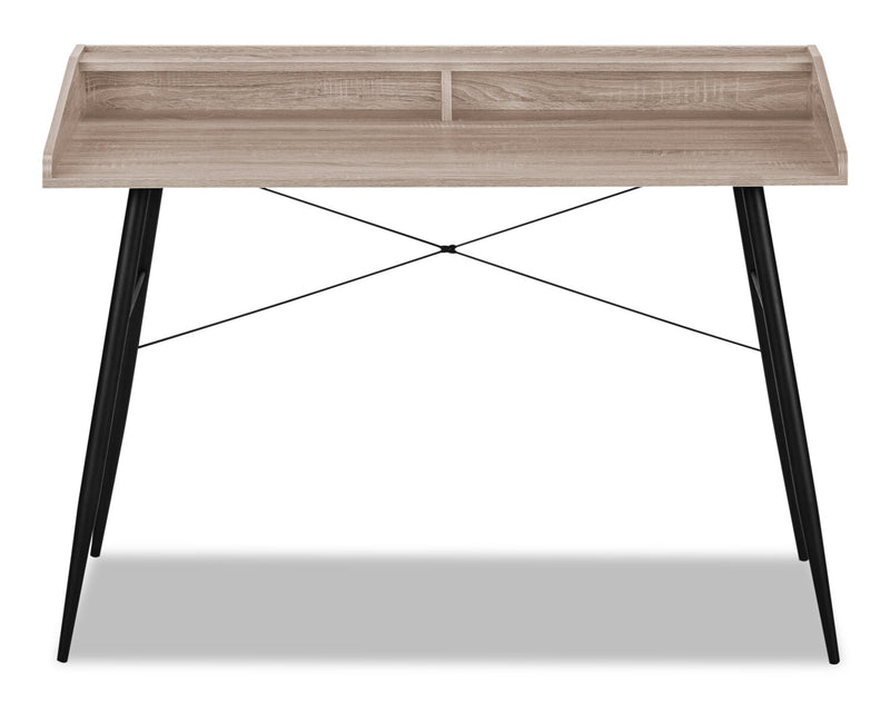 Jeremy 47.25\" Office Desk with Small Hutch - Taupe