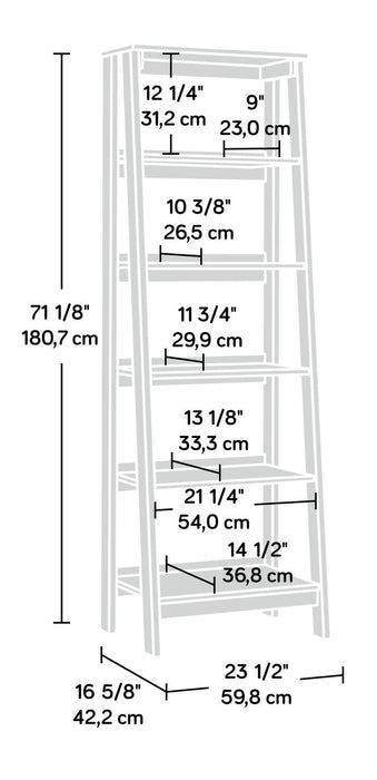 Kyree 23.54\" 5-Shelf Ladder Style Bookcase - Chalked Chestnut 