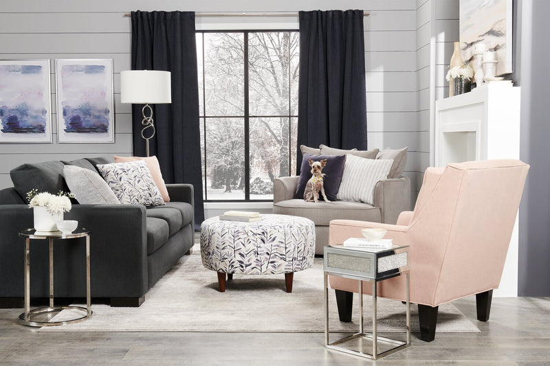 Made in Canada Sofa Lab Customizable Cuddler 48\" Linen-Look Fabric Accent Chair - Pax Slate Grey