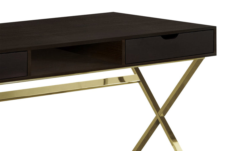 Flynn 47.25\" Reclaimed Wood-Look Office Desk with 2-Drawers - Espresso