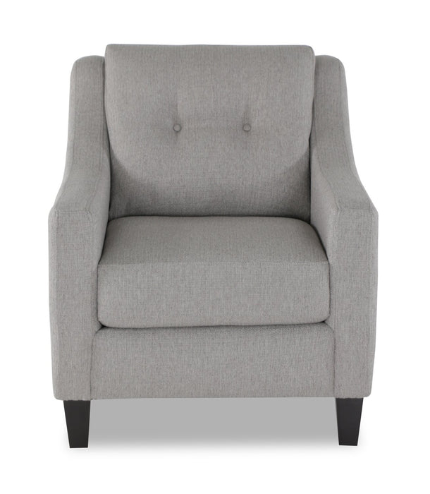 Made in Canada Cindy Crawford Home Kylie 32\" Linen-Look Fabric Chair with Button Tufting - Zeus Grey