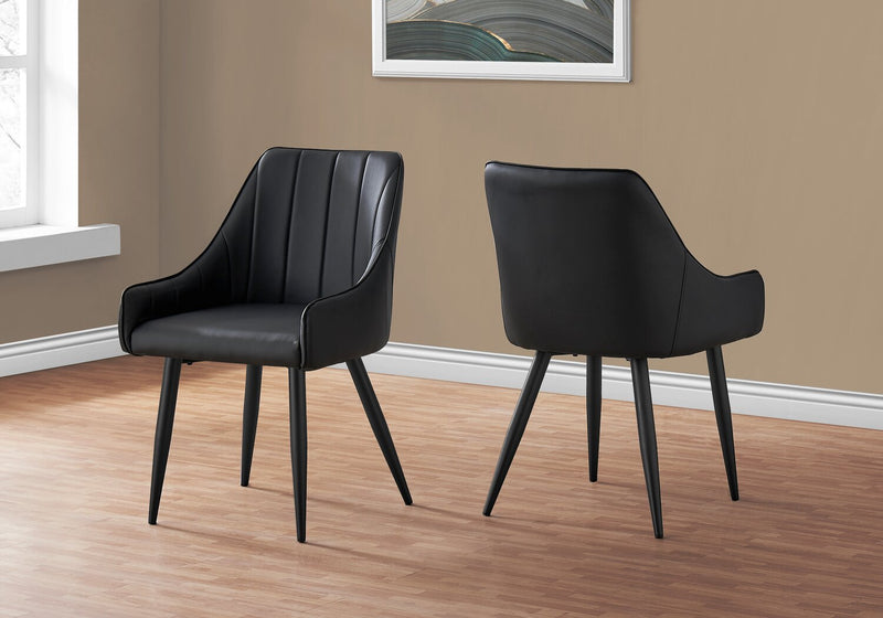 Eliot Dining Chair with Vegan-Leather Fabric, Metal - Black