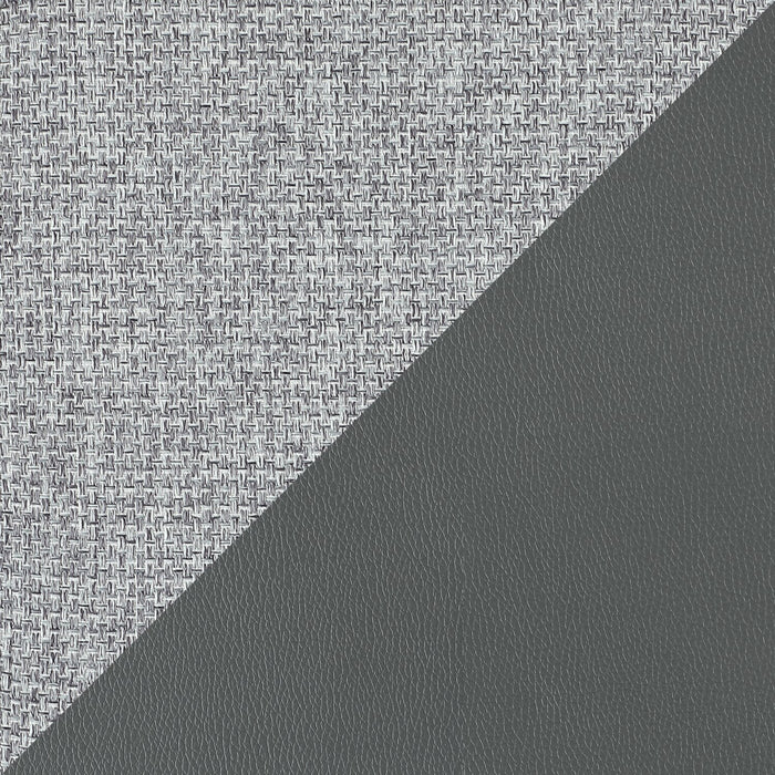 Bari Dining Chair with Vegan-Leather & Linen-Look Fabric, Swivel-Seat, Metal - Grey