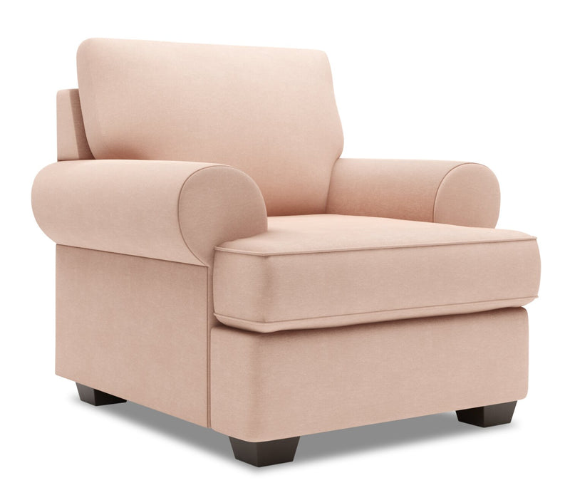 Made in Canada Sofa Lab Customizable Roll 42\" Linen-Look FabricChair with Rolled Arms - Pax Rose Pink