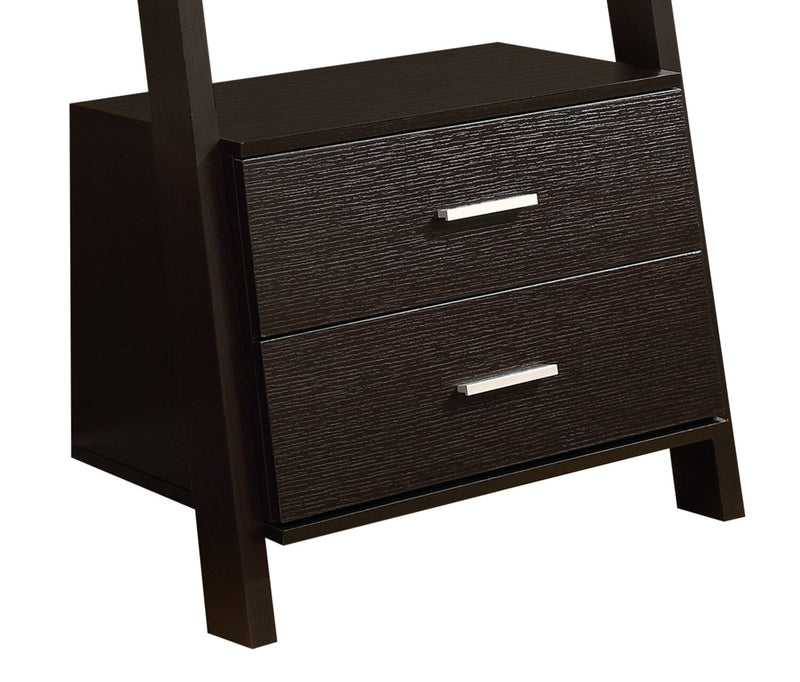 Ronan 25.5\" Ladder Bookcase with Open Shelves & 2-Drawers - Espresso 