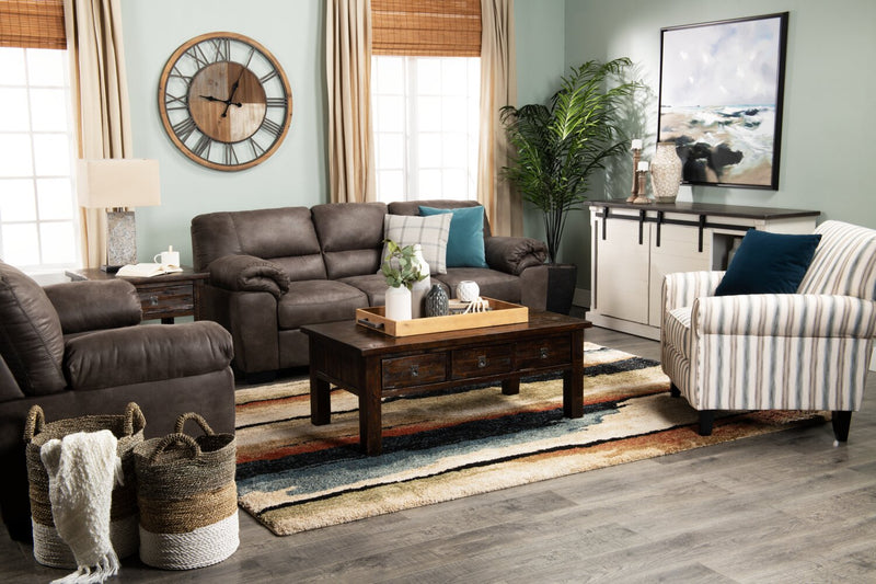 Made in Canada Wynn 36\" Linen-Look Fabric Accent Chair with Rolled Arms and Wood Legs - Stripe Multicolour