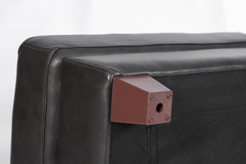 Chateau d’Ax Vita 31\" 100% Genuine Leather Ottoman with Diamond Pattern Stitching and Wood Legs - Charcoal Grey