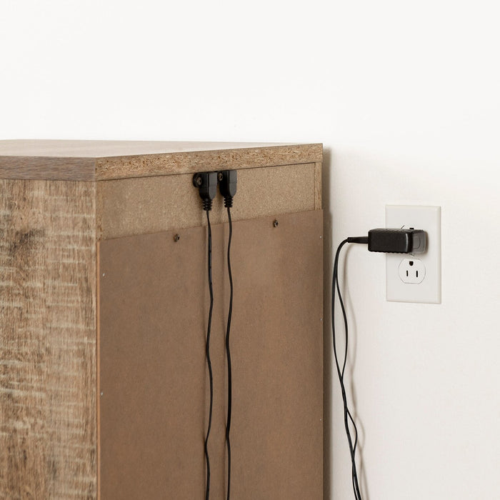 Everley Bedside 2-Drawer Nightstand with USB Ports, 19.5\"W x 22.5\"- Brown