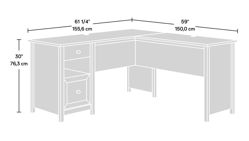 Cayla 59.06\" L-Shaped Office Desk with File Drawer - Soft White