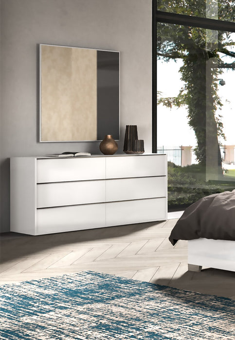 Raia Bedroom 6-Drawer Dresser - Made in Italy, 59\"W x 33\"H, Modern - White