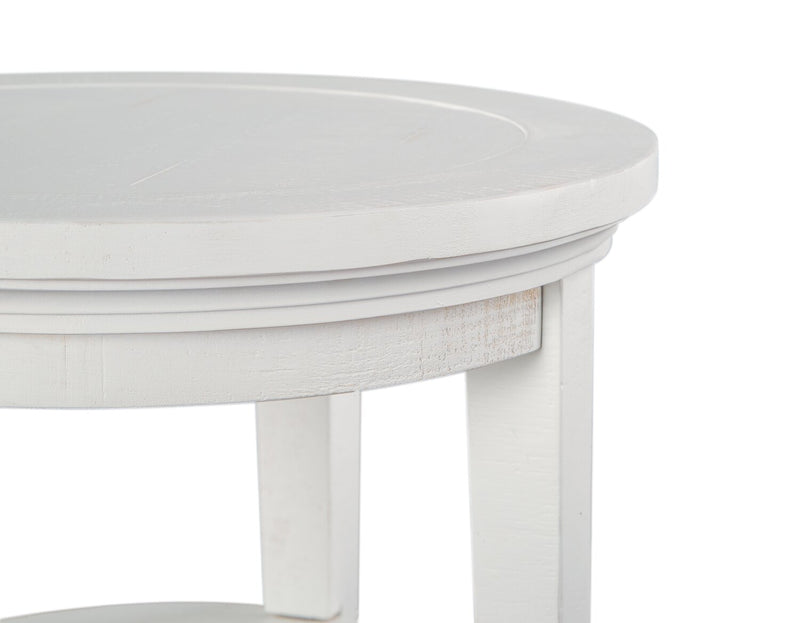 Heron Cove 18\" Traditional Round End Table with Shelf - White Pine
