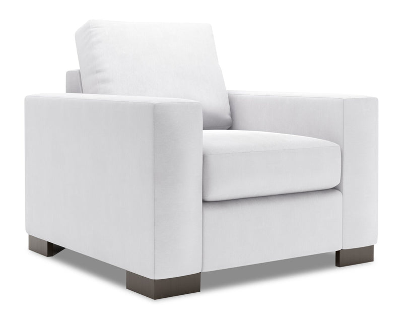 Made in Canada Sofa Lab Customizable Track 38\" Linen-Look Fabric Chair with Track Arms - Pax Ice White