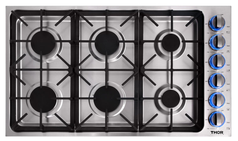 Thor Kitchen 36\" Professional 6-Burner Gas Cooktop - TGC3601