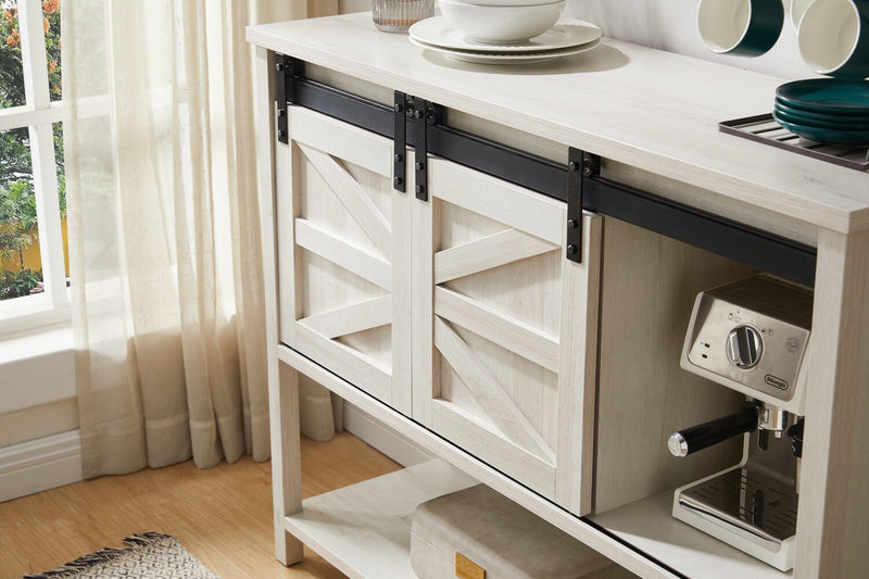 Corbin 47.25\" Accent Cabinet with Sliding Barn Doors - White Oak