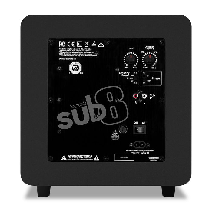 Kanto SUB8 300 W 8\" Sealed Powered Subwoofer - Black